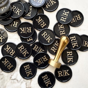 Custom Two-Tone Wax Seal Stickers: Gold & Silver Letter Envelope Seals