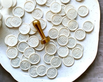Custom Pearl White Wax Seal Stickers: Personalized Monogram Wedding Wax Seals
