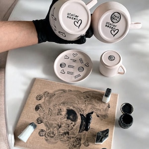 Aangepaste sponsstempel voor handgemaakt keramiek, aangepaste onderglazuurverf voor handgemaakt keramiek, aangepaste schuimstempel voor handgemaakt keramiek