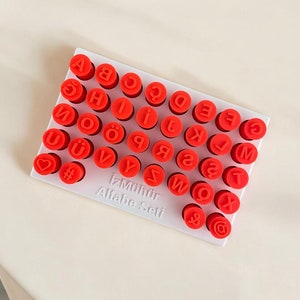 Jeu de tampons alphabet pour céramique - Majuscules - Mini tampons alphabet en argile - Tampons à biscuits - Tampons poterie Jeu alphabet - Tampons céramique