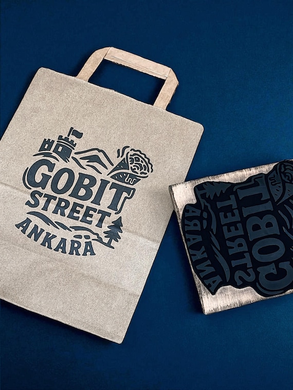 Custom Logo Rubber Stamp: Large Ink Stamp for Kraft Bags