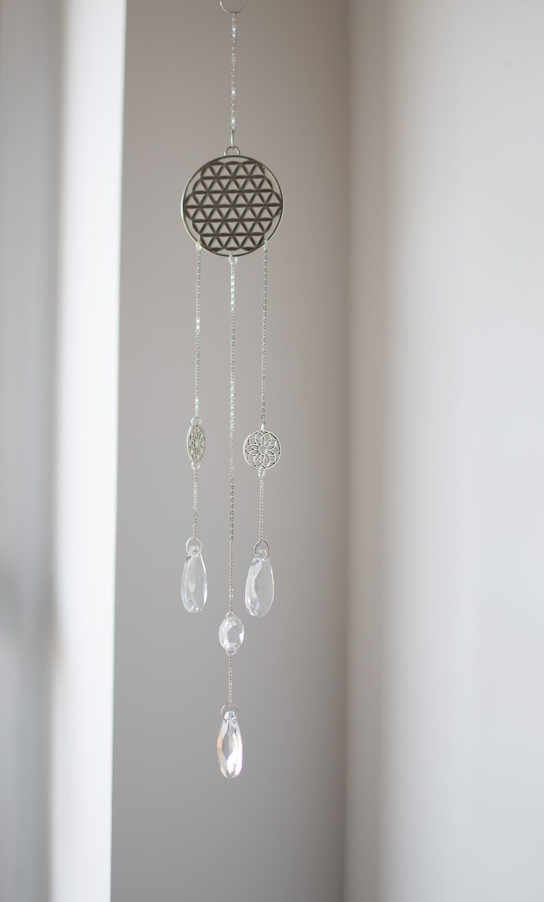 Hippie Witchy Decor Flower of life Seed of Life Window Hanging Charm Decoration Sacred Geometry Crystal Suncatcher Boho