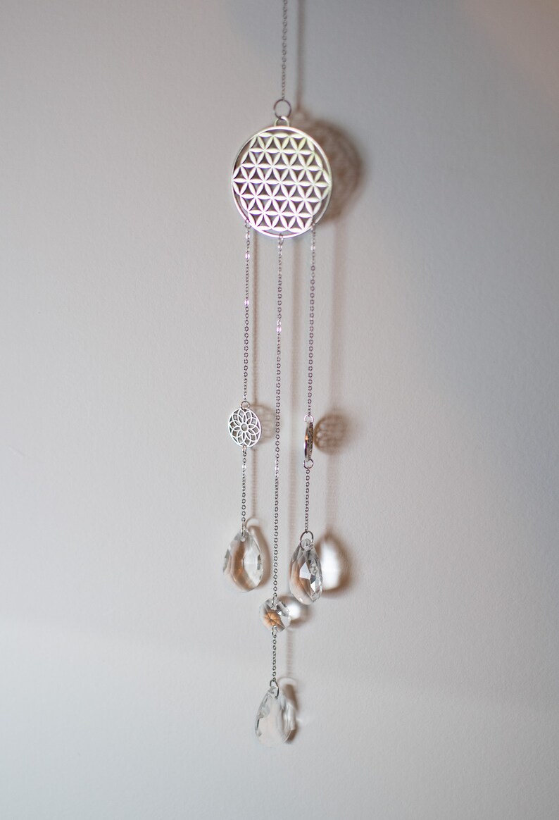 Hippie Witchy Decor Flower of life Seed of Life Window Hanging Charm Decoration Sacred Geometry Crystal Suncatcher Boho