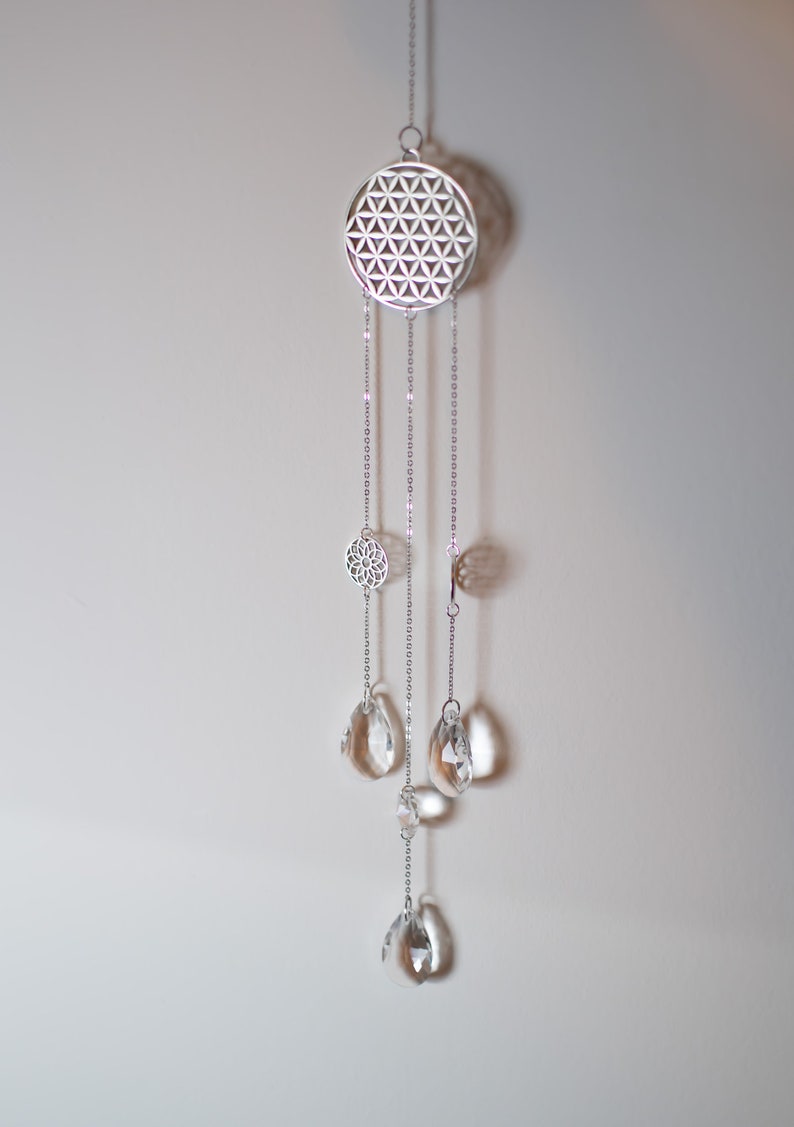 Hippie Witchy Decor Flower of life Seed of Life Window Hanging Charm Decoration Sacred Geometry Crystal Suncatcher Boho