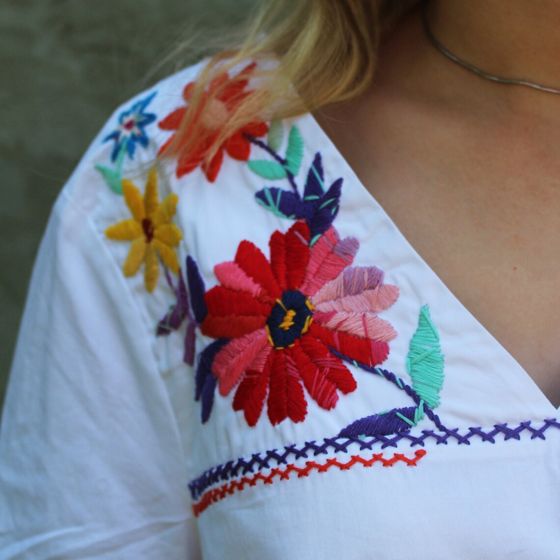 White shirt hand embroidered shirt floral embroidery cotton Etsy