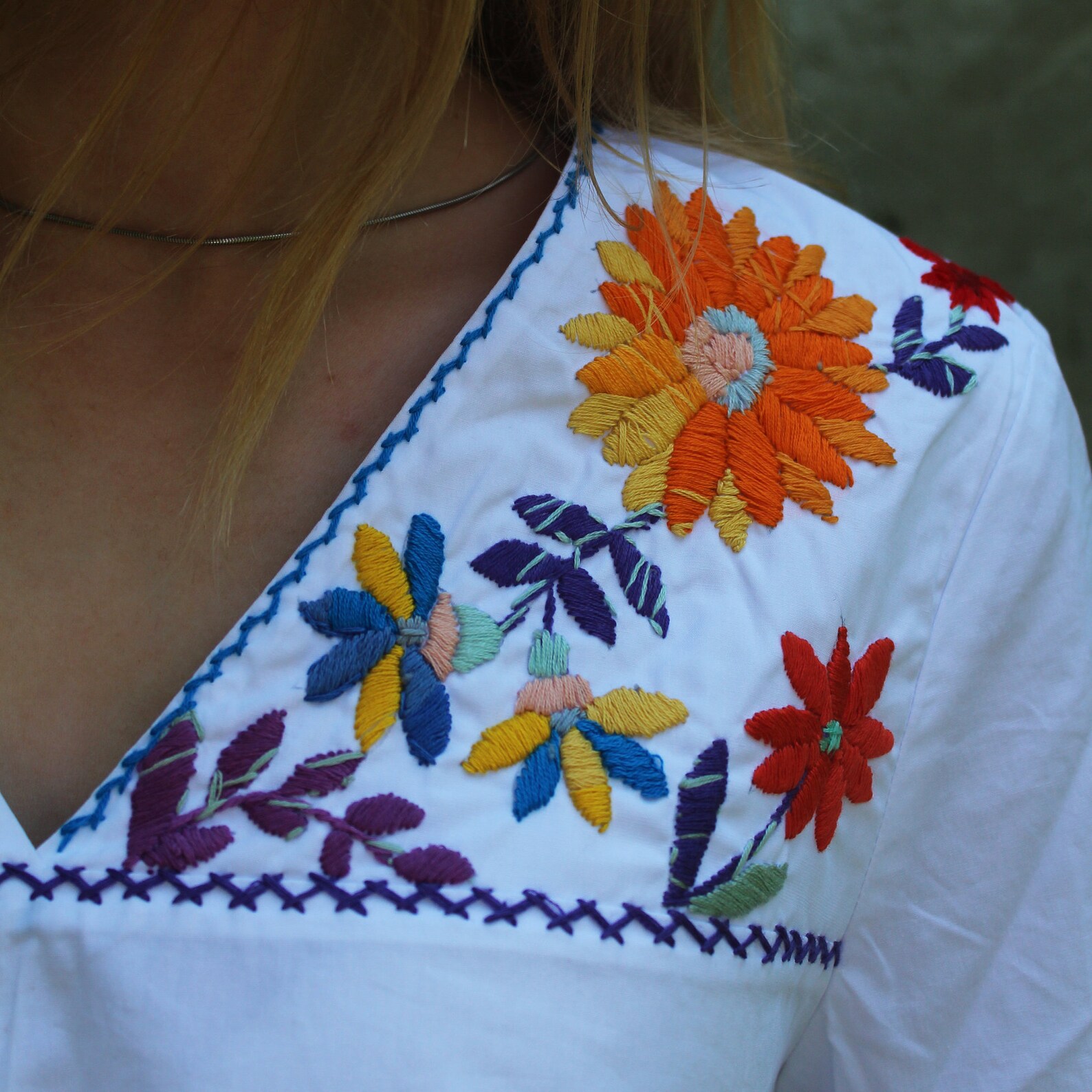 White shirt hand embroidered shirt floral embroidery cotton Etsy