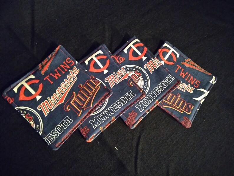 Reversible Minnesota Twins Fabric Coaster set Coffee Coasters Coaster Set Baseball Decor MN Twins Twins Baseball