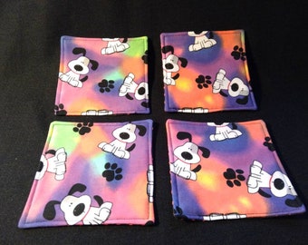 Reversible Dog Fabric Coaster set, Dog Coasters, Dog Lover, Housewarming, Home Decor, Dog Mom