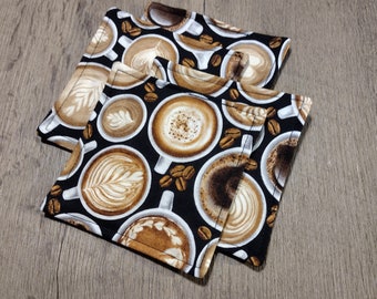 Handmade Reversible Fabric Coffee Coasters - Set of 4
