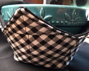 Buffalo Check Bowl Cozy: Cotton Microwave Pot Holder, Farmhouse Kitchen