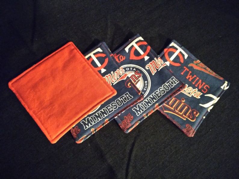 Reversible Minnesota Twins Fabric Coaster set Coffee Coasters Coaster Set Baseball Decor MN Twins Twins Baseball