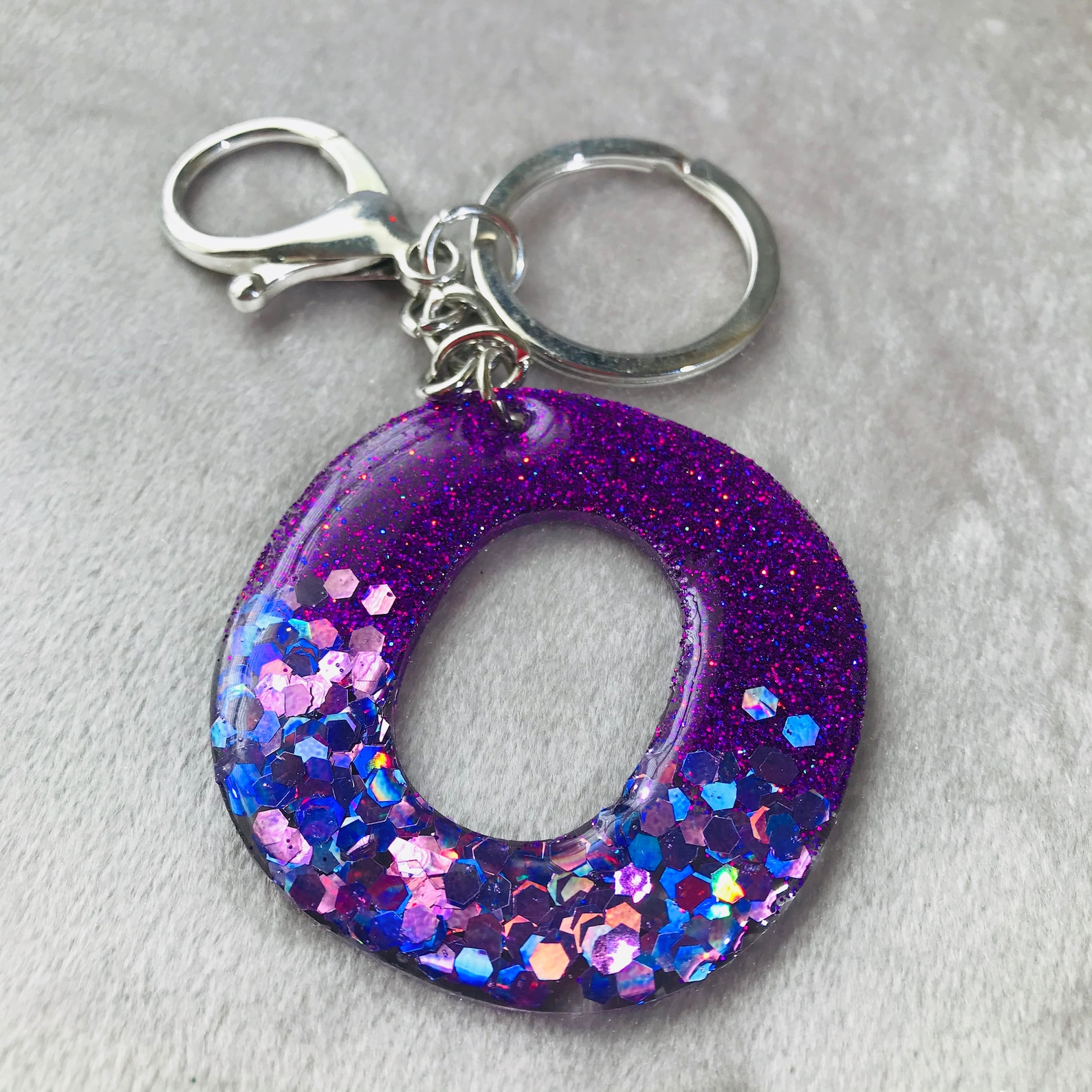 Initial Keychain Letter Keychain Purple Ombre keychains Etsy