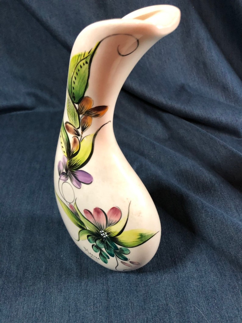 Vintage hand painted vase jug pitcher marked and signed Maxine