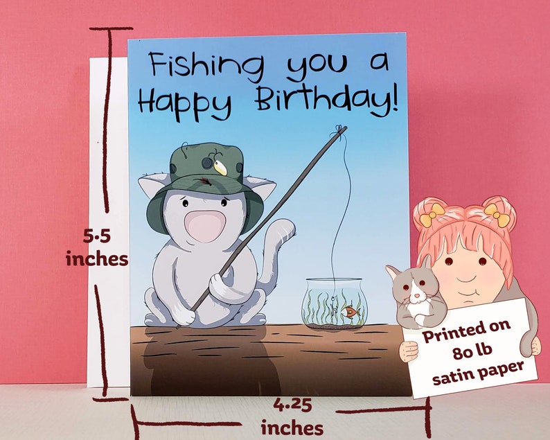 Fishing You a Happy Birthday Card/ Funny Birthday Card for Him Etsy