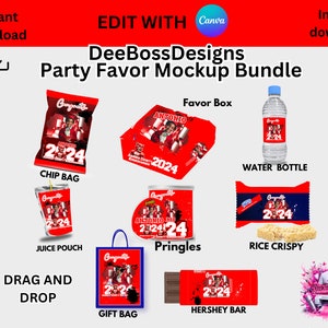 Graduation Party Favors Canva Mockup Template Editable Designs