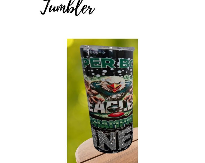 Personalized 16 oz Eagles Tumbler, Football Skinny Tumbler