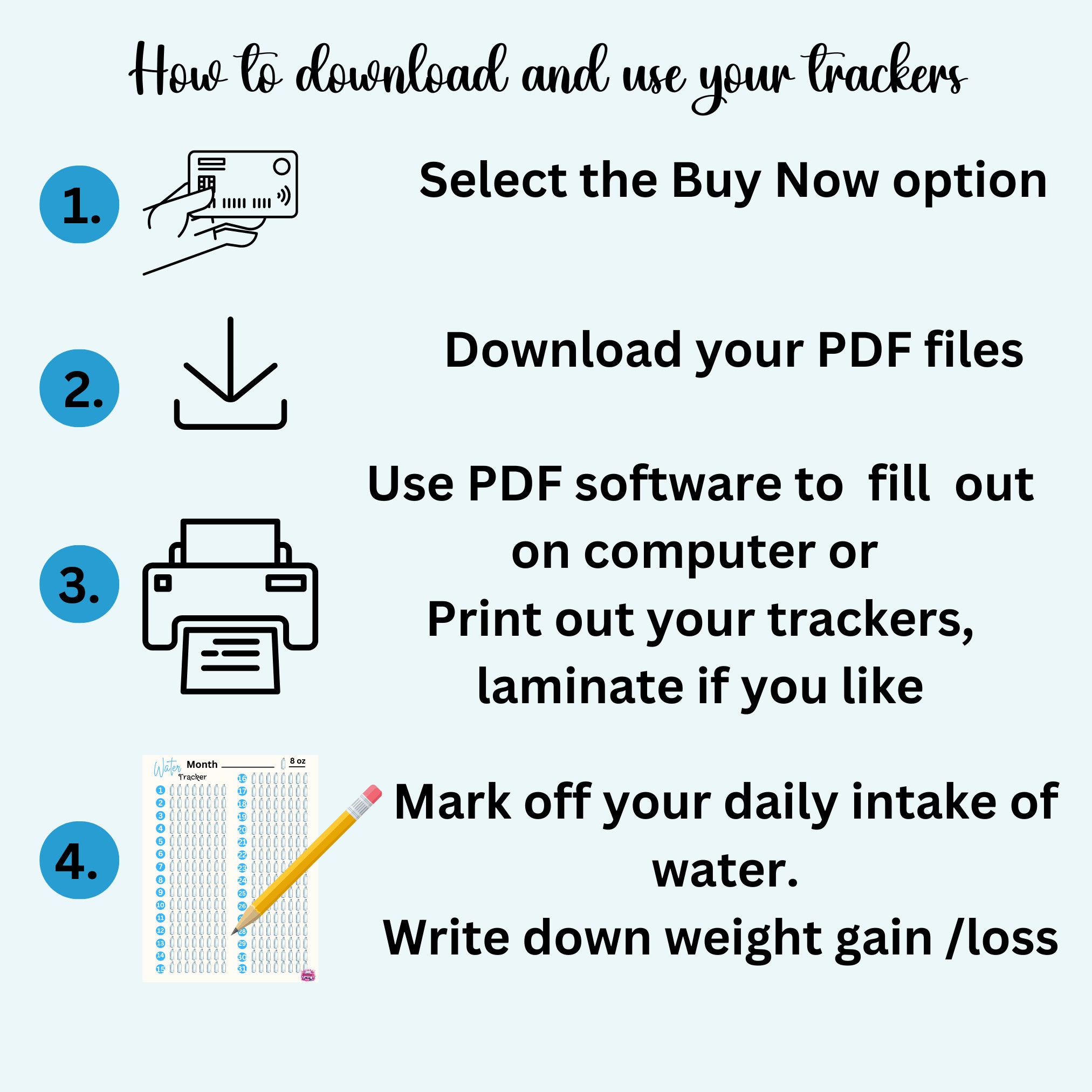 Fillable and Printable Water Tracker and Weight Loss Tracker Set ...
