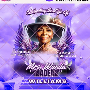Memorial PNG, Purple Memorial Background, Celebrating the Life of, Stairs to Heaven, Heavenly Gates