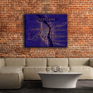 Portland Wrapped Canvas Map Art | Willamette River | Columbia River | Hayden Island | Vancouver | Wall Art | Coastal |  Pacific Northwest