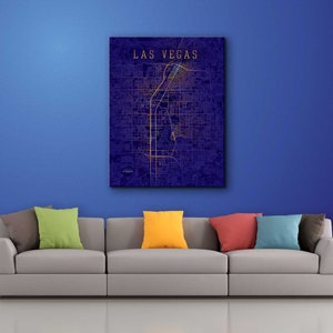 Las Vegas Wrapped Canvas Map Art | Toile emballée personnalisée | Nevada | Sin City | Rue Freemont | Art mural