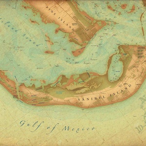 Antique Map of Sanibel Island | Florida | Gulf of Mexico