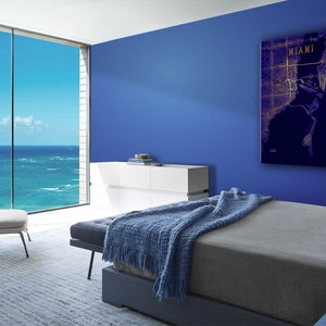 Miami Wrapped Canvas Map Art | Florida | South Beach | Gulf of Mexico | Wall Art