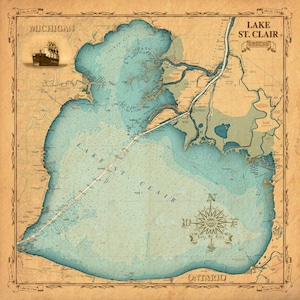 Carte ancienne du lac Sainte-Claire | Sainte-Claire, Michigan | Lac Sainte-Claire | Métro de Détroit