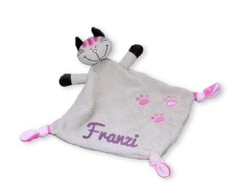 Embroidered comfort blanket cat