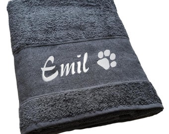 Towel with dog paw and name