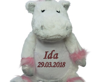 Besticktes Kuscheltier Einhorn weiß