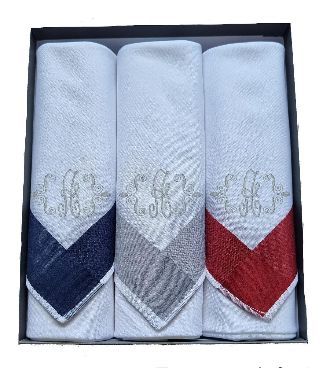 6 Mouchoirs Brodés - Label Emmaüs