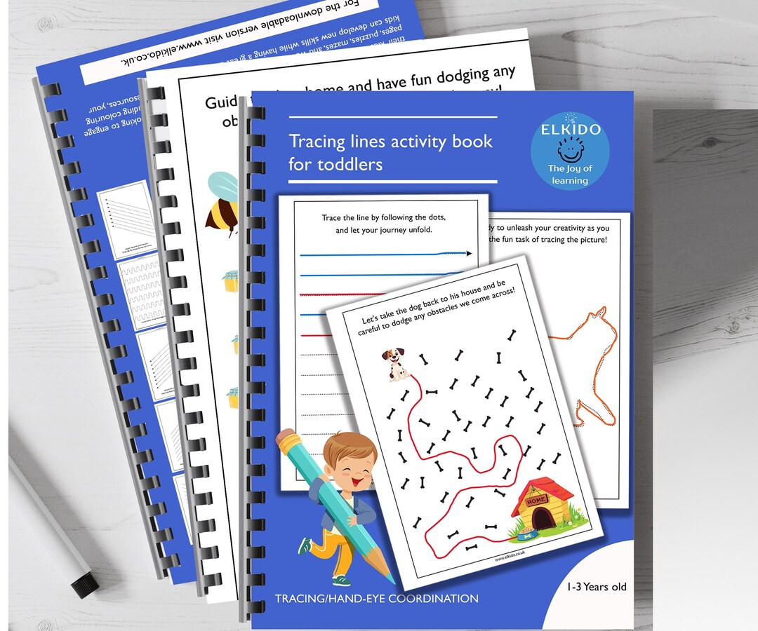 A4 Handwriting Practice Activity Book for Toddlers - Tracing Lines ...