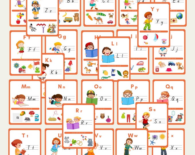 Printable ABC Flashcards for Kids, Alphabet Learning Cards With ...