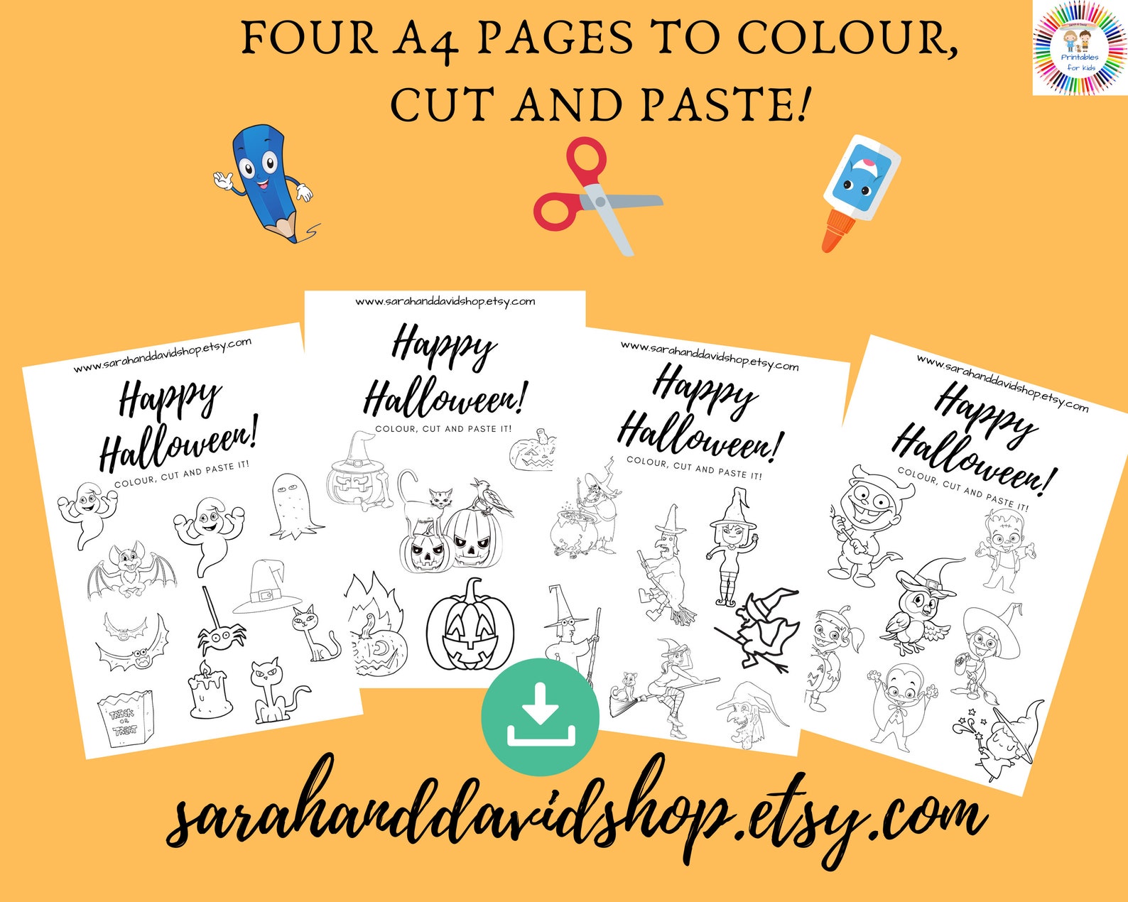Halloween coloring activities pages/Printable busy book with | Etsy