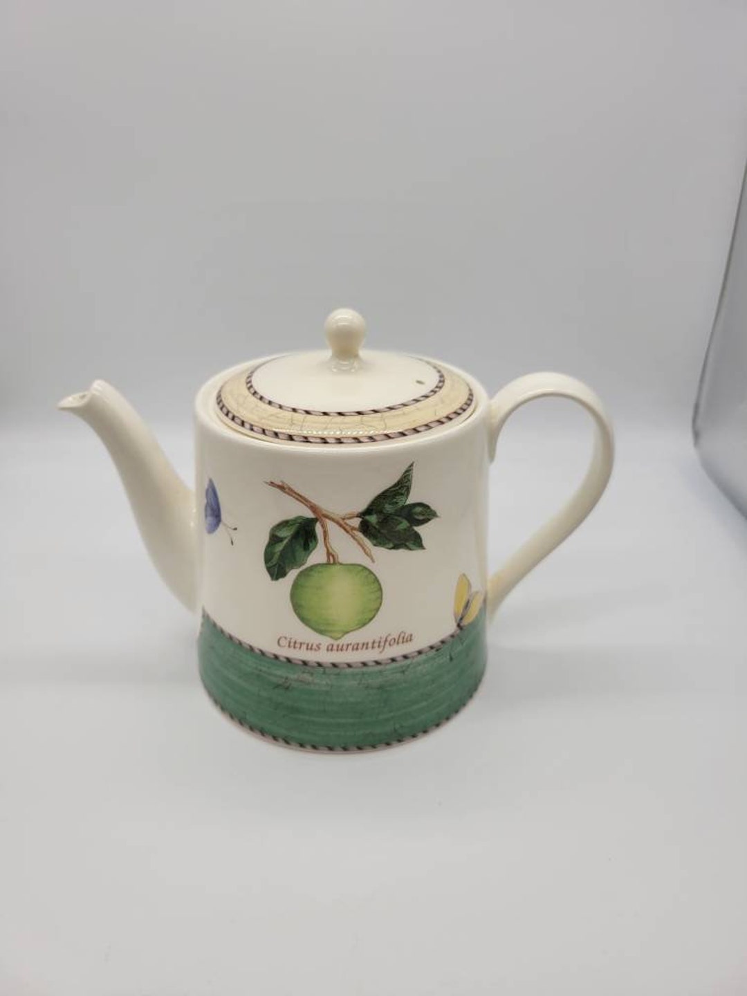 Wedgwood Sarah's Garden Teapot Green Citrus Aurantifolia Etsy