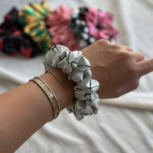 White Anime Themed Satin Scrunchie