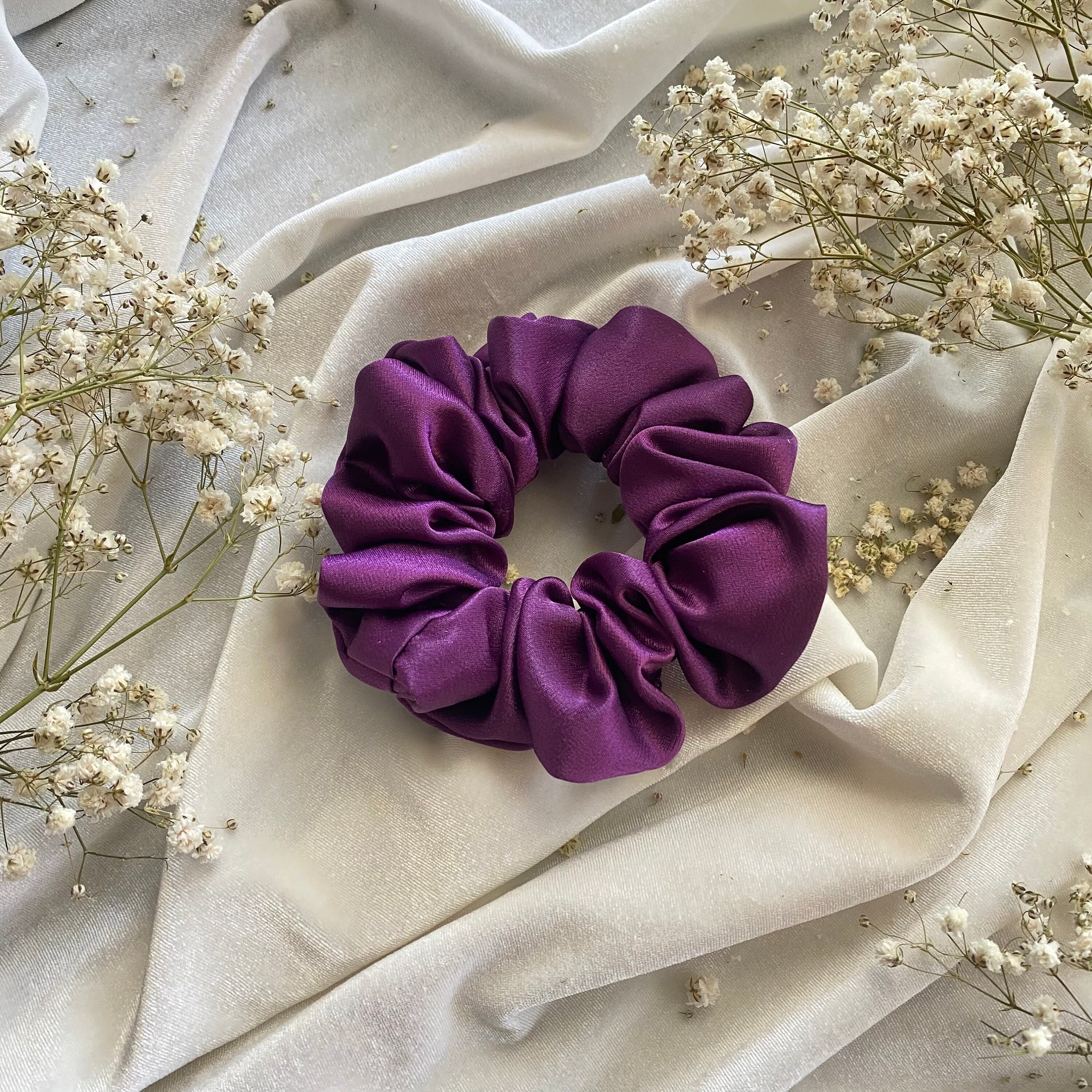 Deep Purple Satin Scrunchie/ Murberry Purple - Etsy display picture 2