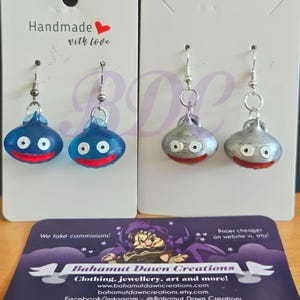 Dragon Quest Slime Earrings Slime Dragon Quest necklace Metal slime earrings HANDMADE