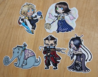 Tidus, Yuna, Lulu, Auron, Shoopuf / Final Fantasy X (FFX) / Pegatinas de vinilo resistentes al agua