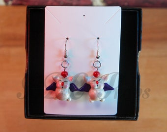 Final Fantasy Moogle Earrings, Clay Charm Jewelry