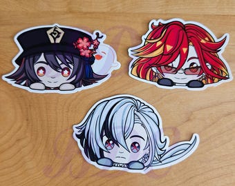 Pyro Genshin Stickers Hutao Mavuika Arlecchino Genshin Impact stickers WATERPROOF