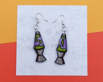 statement jewelry Outer Space lava lamp mirrored acrylic dangle earrings gift for her