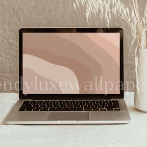 Neutral desktop wallpaper, wave minimalist MacBook wallpaper, computer background, aesthetic laptop wallpapers, Mac screensaver, iMac, pc
