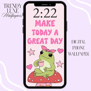 Funny frog phone wallpaper, kawaii frog iPhone wallpaper, cute phone background, quote phone wallpaper, motivational phone wallpaper, bow