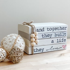 Personalized Stamped Books, Stamped Books, Housewarming Gift, Decorative Books, Farmhouse Decor, Books With Names, Hand Stamped Books