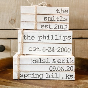 Stamped Books, Books With Names, Wedding Gift, Anniversary Gift, Decorative Books, Farmhouse Decor, Personalized Books, Books With Dates