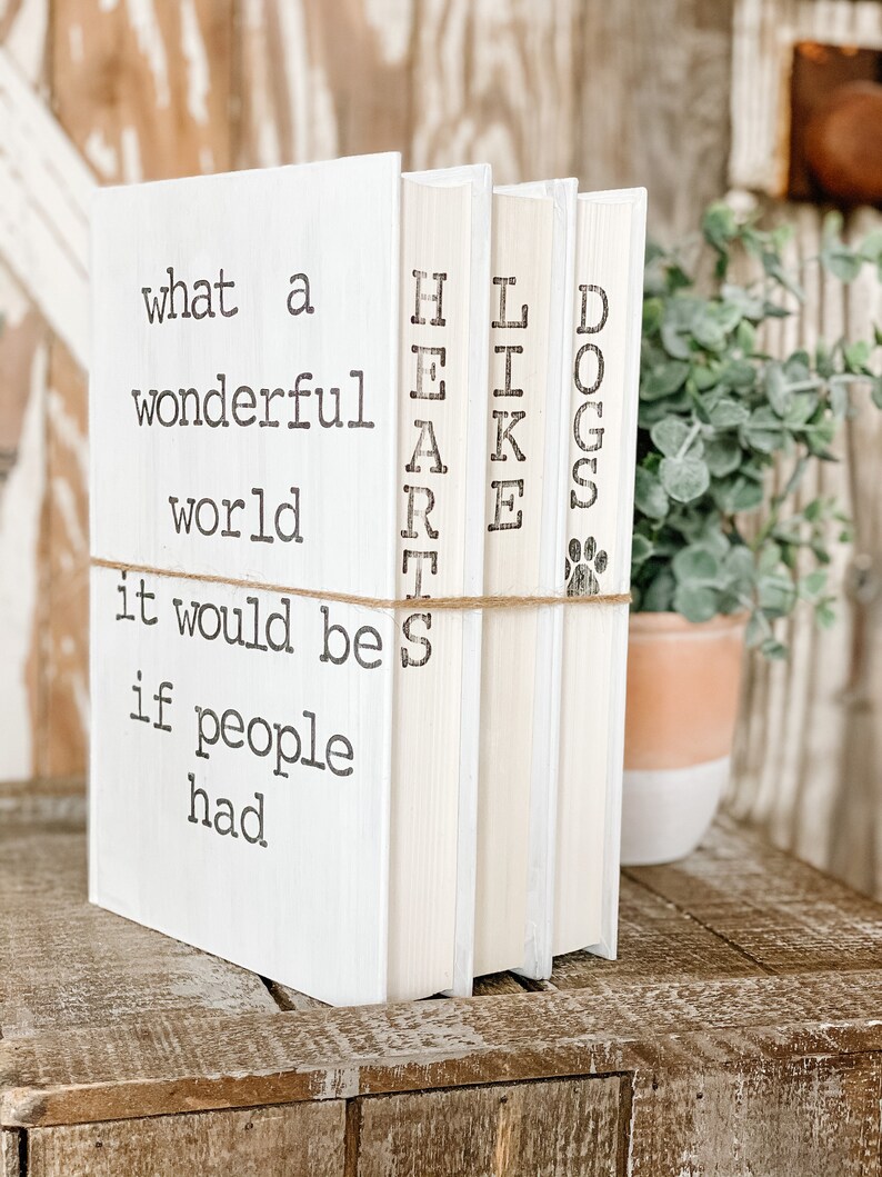 Stamped Books Books With Names Farmhouse Books Decorative Etsy