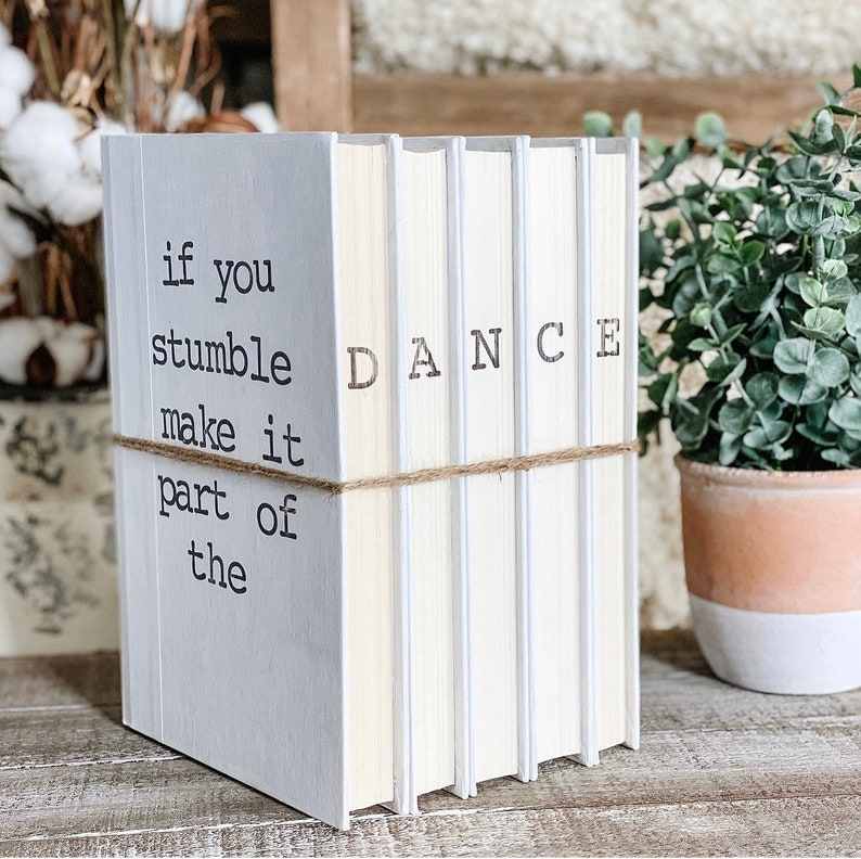 Stamped Books Books With Names Farmhouse Books Decorative Etsy