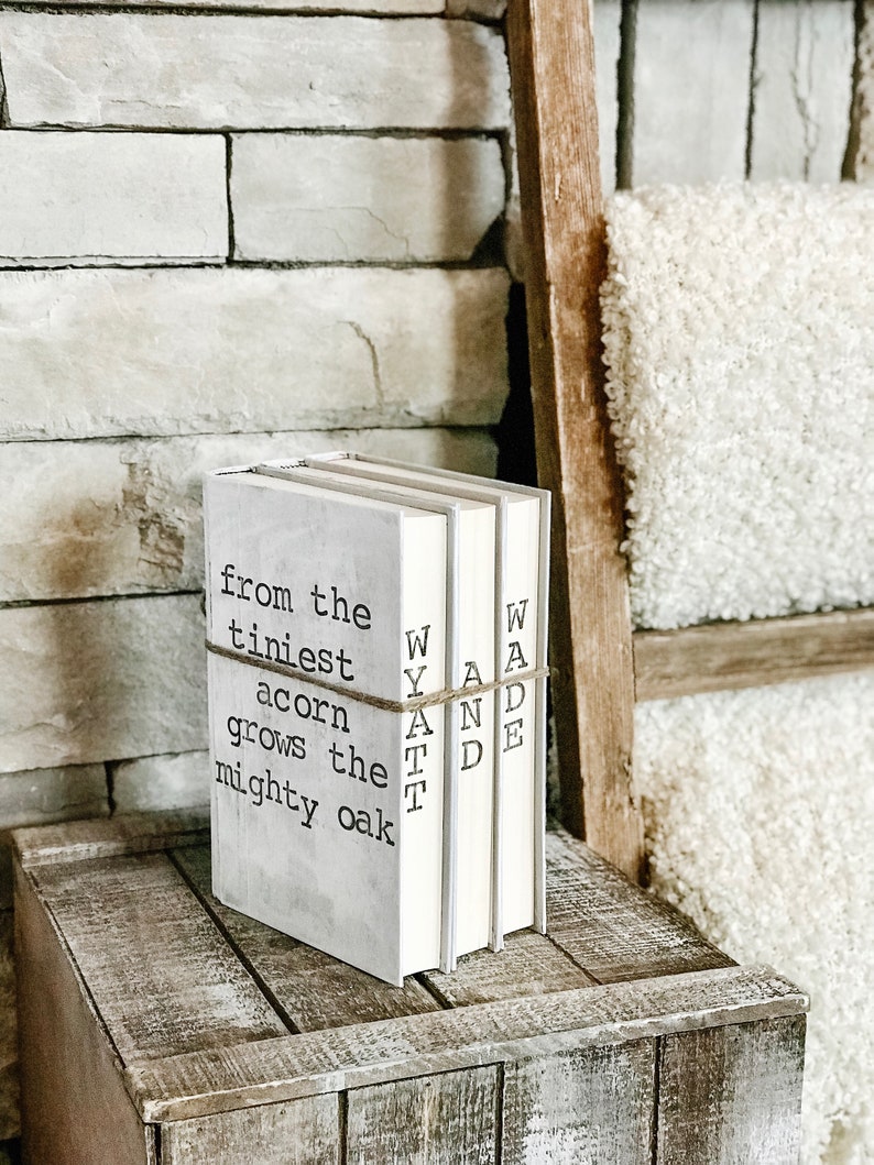 Stamped Books Books With Names Farmhouse Books Decorative Etsy