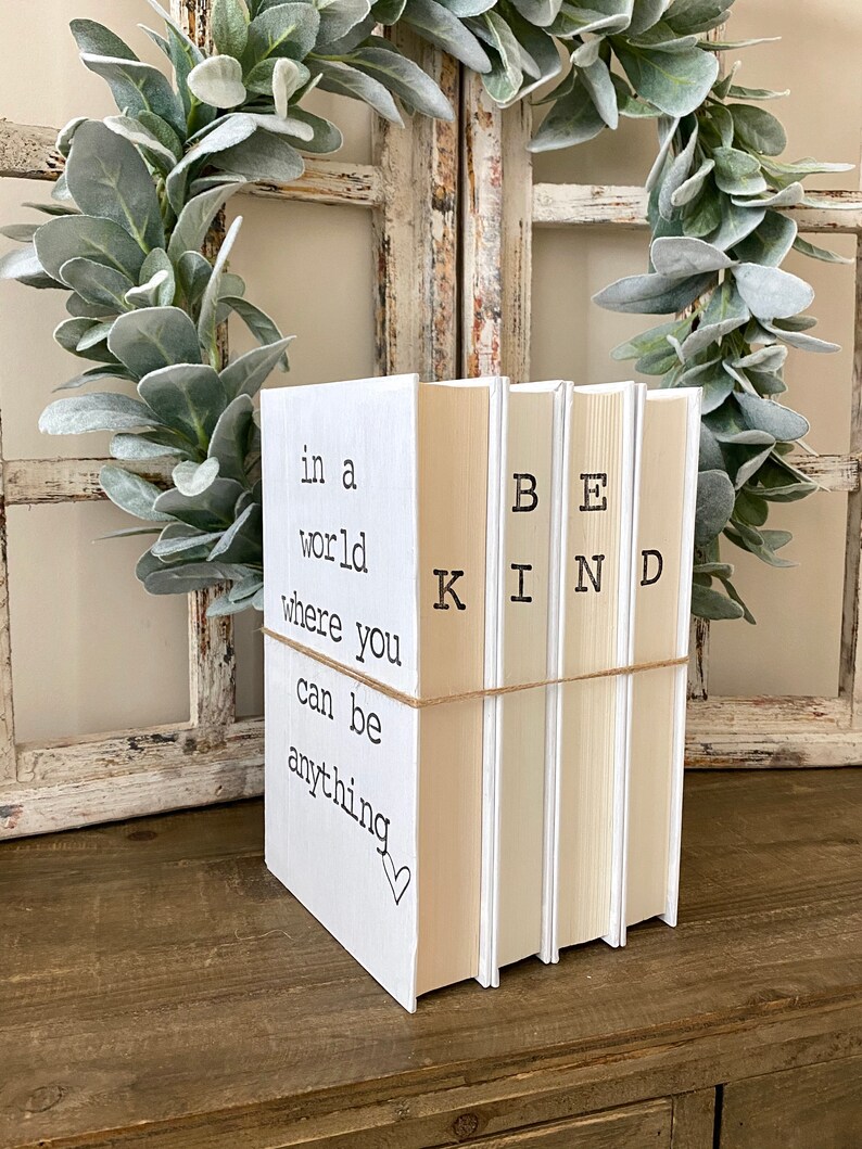 Stamped Books Books With Names Farmhouse Books Decorative Etsy